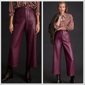 Anthropologie Maeve The Colette Faux Leather Pants Purple Size 18 EUC